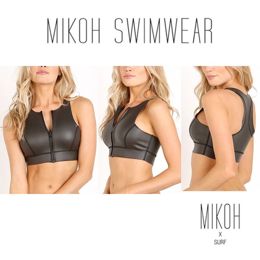 OBO. Mikoh x Surf. Cabo Neoprene Bikini Top Black. Size M